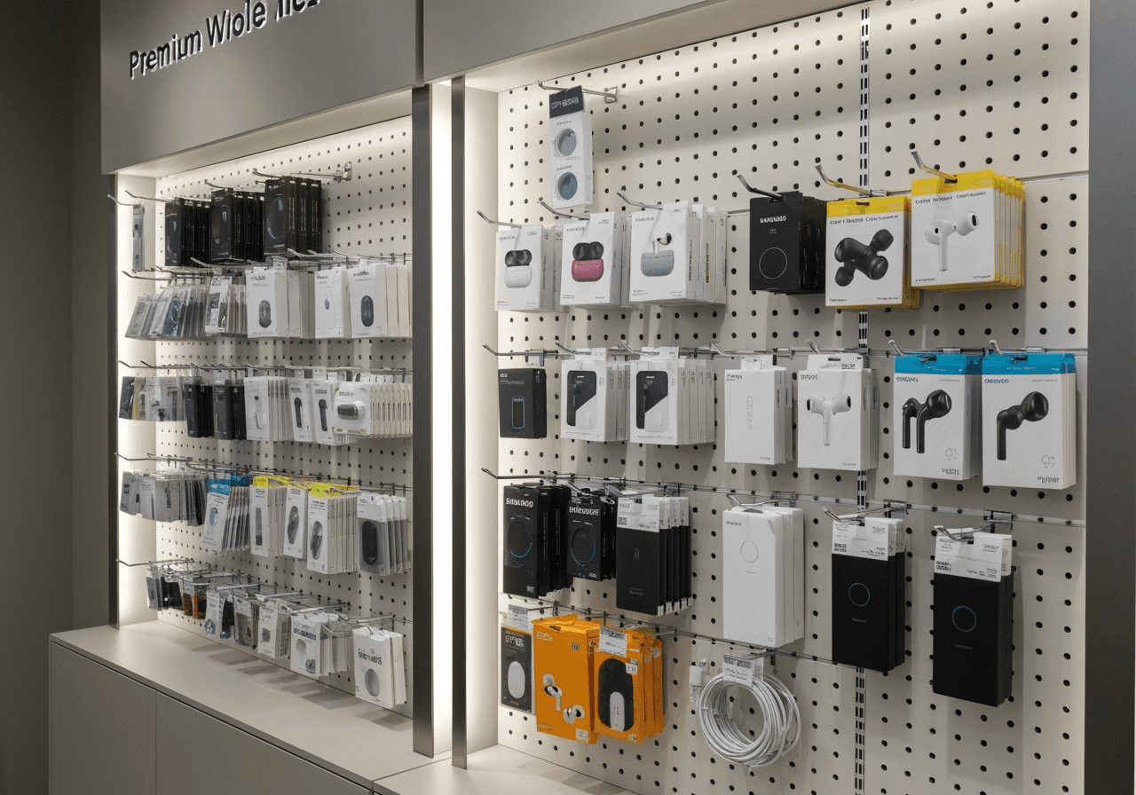 Premium mobile accessories collection including wireless earbuds